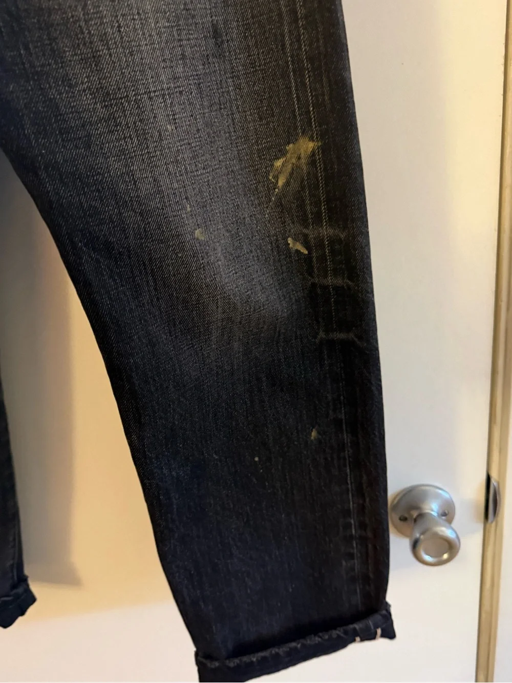 R13 Gold Splatter Crossover Jean in Eton Selvedge Black